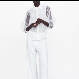 ZARA swiss dot blouse